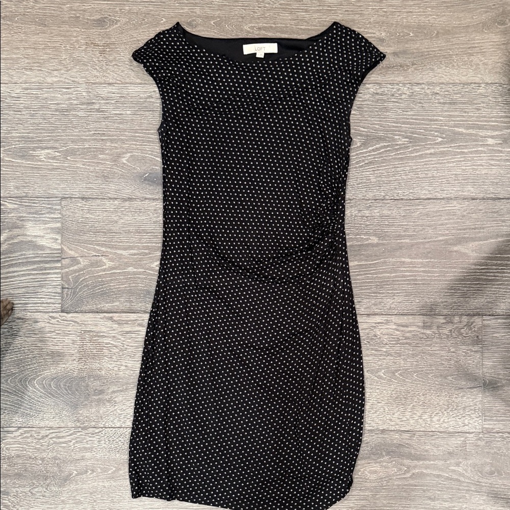 Ann Taylor Black Mini Dress with White Dots